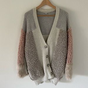 Stella Mccartney patchwork faux shearling cardigan